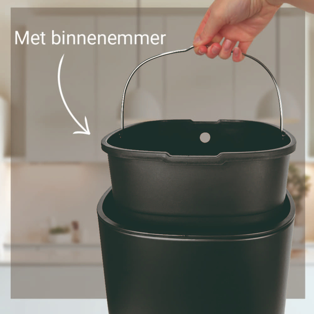 Afvalbak Desq Touch 30 liter RVS zwart