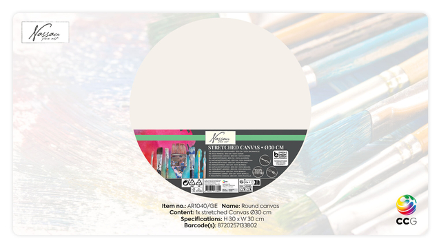Canvas Nassau fine art rond 30cm 100% katoen