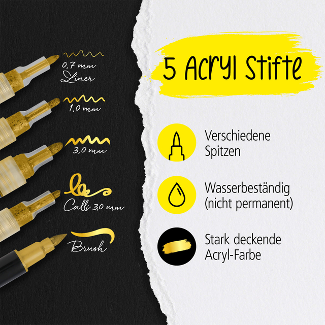 Acrylmarker Online lettering 5 breedtes goud