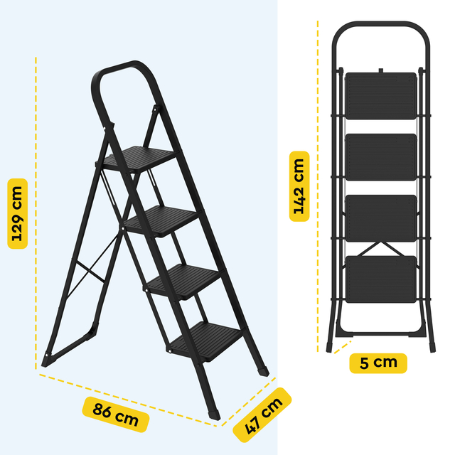 Huishoudtrap BRASQ 4 treden SLM400 zwart