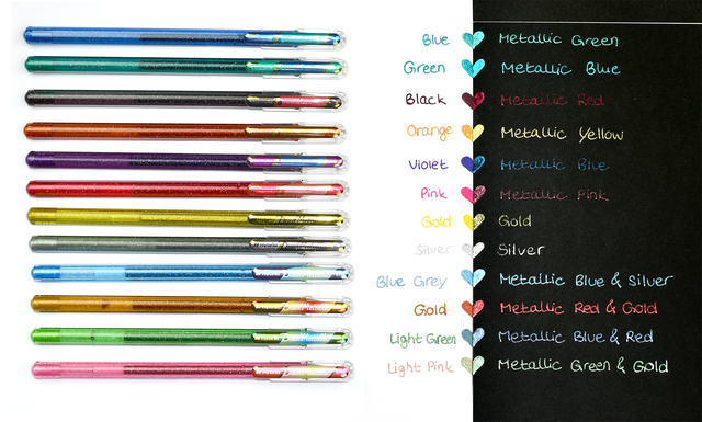 Gelschrijver Pentel K110 Dual medium metallic assorti blister à 8st