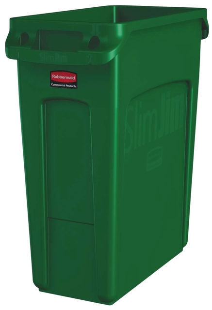 Afvalbak Rubbermaid Slim Jim Vented met luchtsleuven 60 liter groen