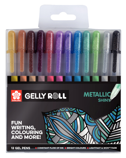 Gelschrijver Sakura Gelly Roll Metallic set à 12 kleuren