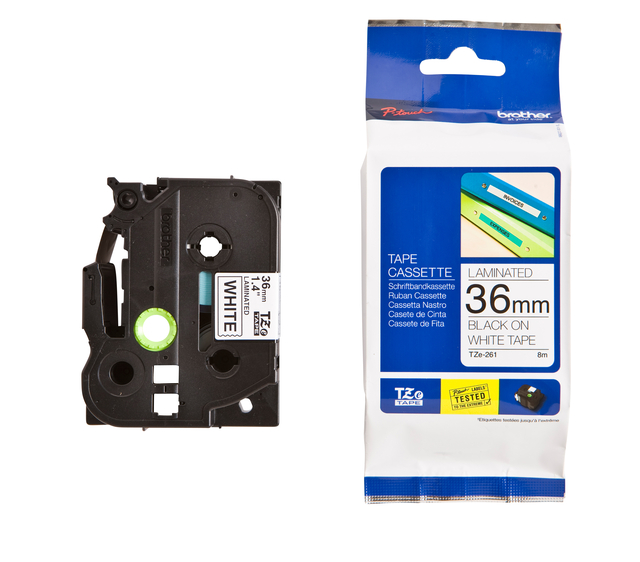 Labeltape Brother P-touch TZe-261 standaard 36mm zwart op wit