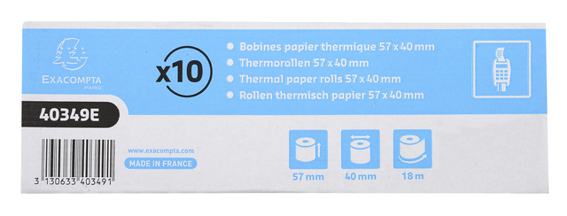 Telrol Exacompta 57mmx18m kern Ø12mm thermisch