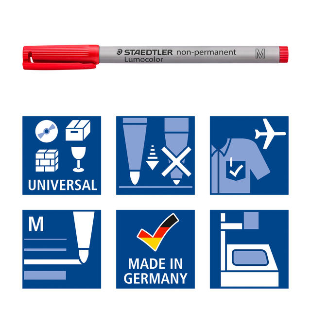 Viltstift Staedtler Lumocolor 315 non permanent M assorti 4 stuks
