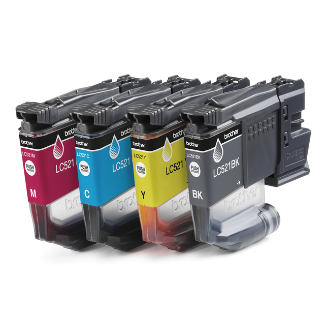 Inktcartridge Brother LC-521 zwart + 3 kleuren