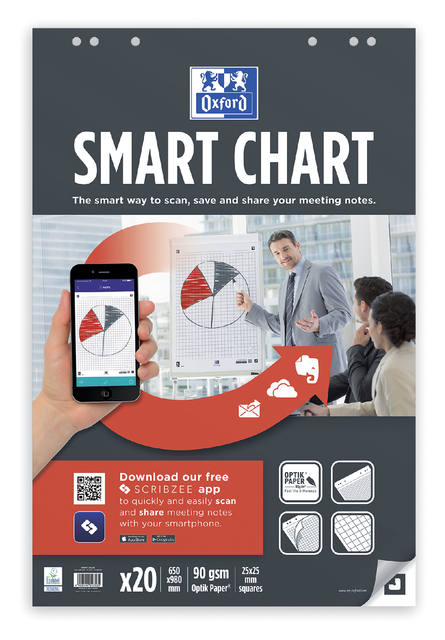 Flipoverpapier Oxford smart 650x980mm ruit 90 gram 20 vel