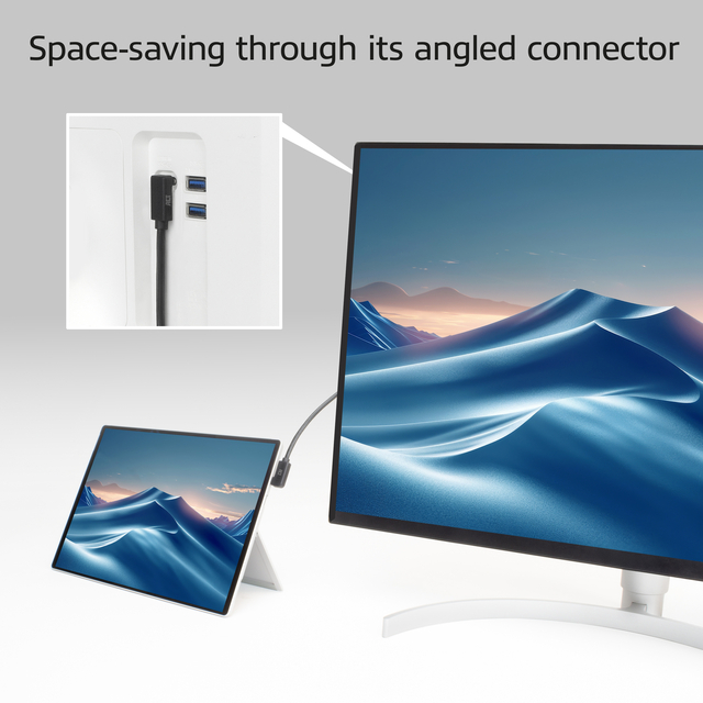 Kabel ACT USB-C hoek links/rechts USB-C hoek boven/beneden 10Gbps 2m