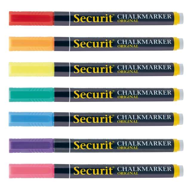 Krijtstift Securit SMA-100 rond ass 1-2mm blister à 7 stuks