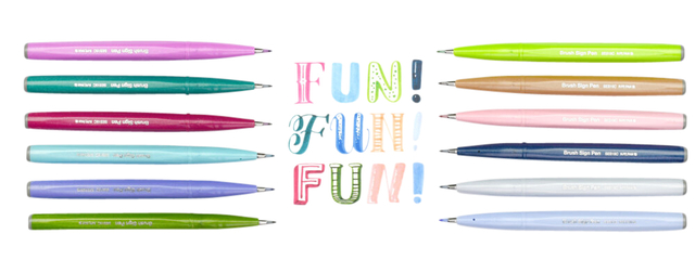 Brushpen Pentel Sign SES15C pastel assorti 12 stuks