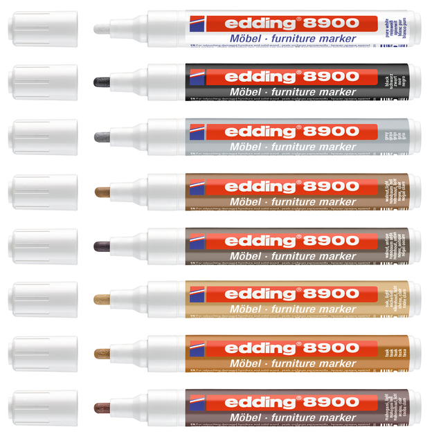 Viltstift edding 8900 meubel rond 1.5-2mm spierwit blister à 1 stuk