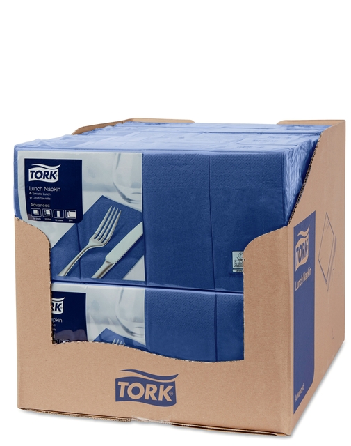 Lunchservet Tork Advanced 1/8 vouw 2-laags 328x325mm 200 vel donkerblauw 477421