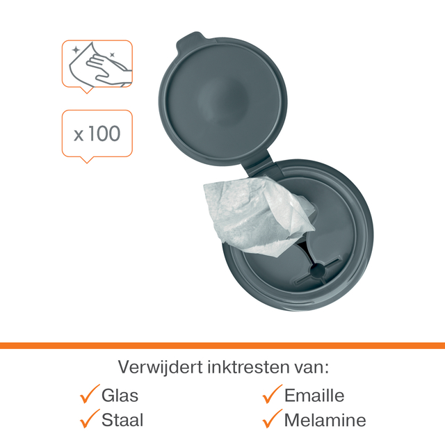 Whiteboardreinigingsdoekjes Nobo plasticvrij 100 stuks