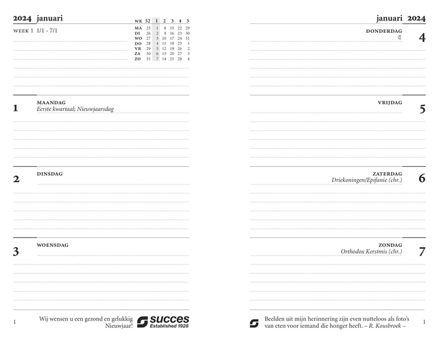 Agendavulling 2027 Succes Mini 7dagen/2pagina's
