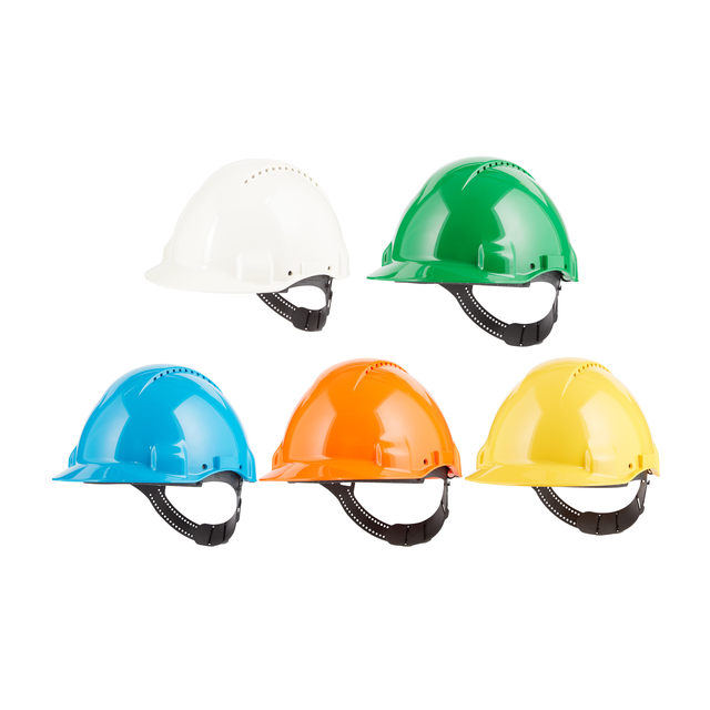 Veiligheidshelm 3M 53-62cm Uvicator en pinverstelling geel