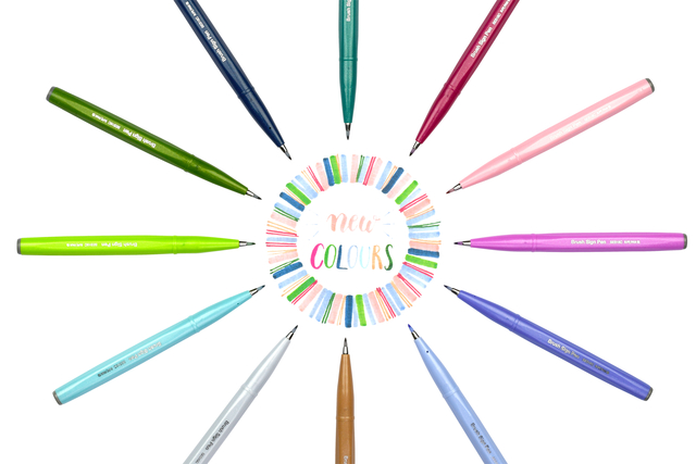 Brushpen Pentel Sign SES15C pastel assorti 12 stuks