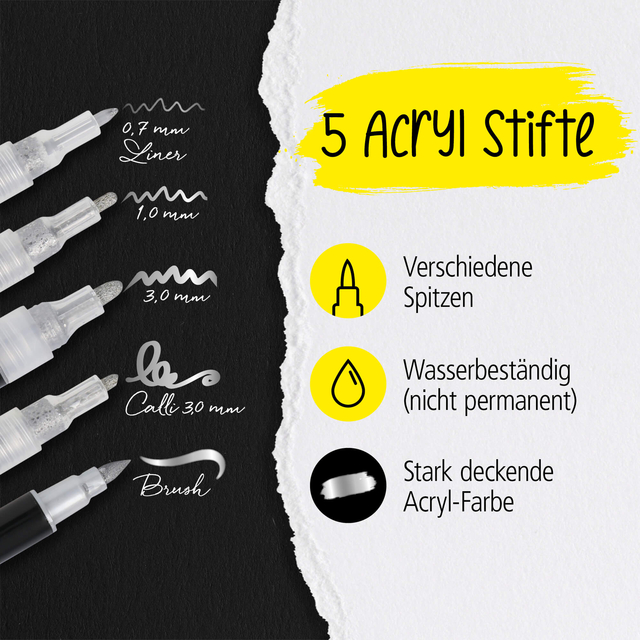 Acrylmarker Online lettering 5 breedtes zilver