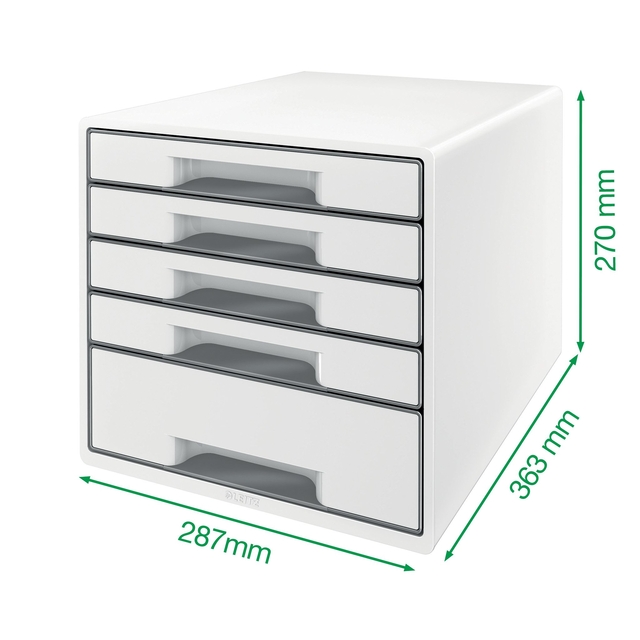Ladenblok Leitz WOW CUBE A4 maxi 5 laden wit/grijs