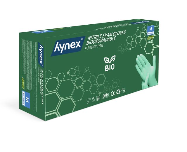 Handschoen Hynex nitril Bio M groen 3.5gr100 stuks