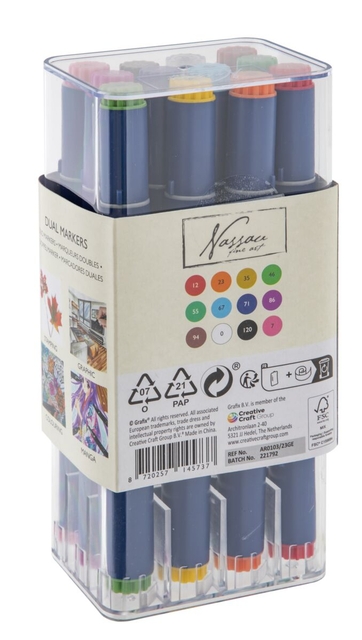 Alcoholmarkers Nassau Arts duopunt set à 12 kleuren