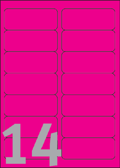 Etiket Avery L7363P-25 99.1x38.1mm neon roze 340 stuks