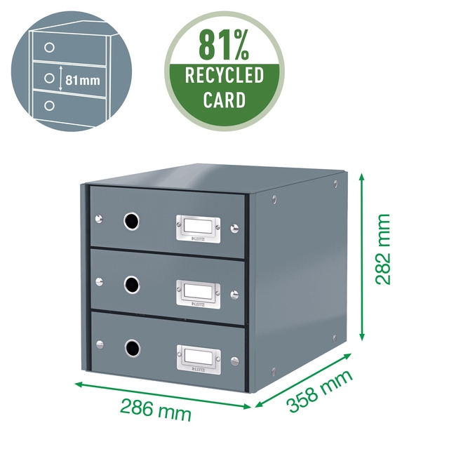 Ladenkast Leitz WOW Click & Store 4 laden gerecycled karton wit