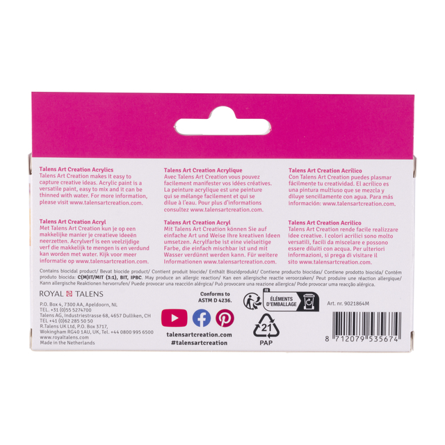 Acrylverf Talens Art Creation Reflex assorti 6 tubes à 12 ml