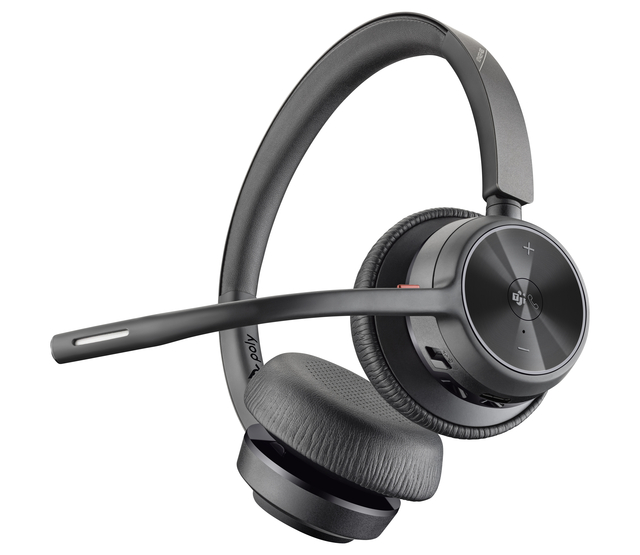 Headset HP POLY Voyager 4320-M met BT700 dongle en oplaadstatief
