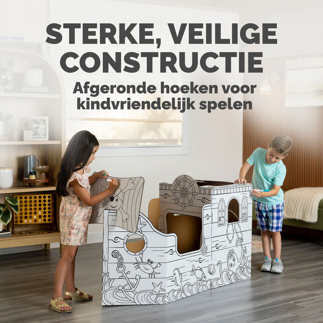 Kartonnen Piratenschip XL Bankers Box Play inkleurbaar