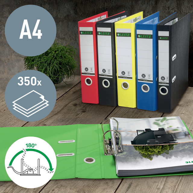 Ordner Leitz Recycle 180° 50mm karton A4 rood