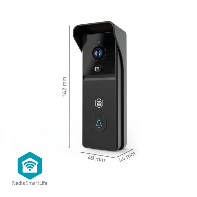 Videodeurbel Nedis Smartlife Wifi 3MP Full HD 1296p zwart