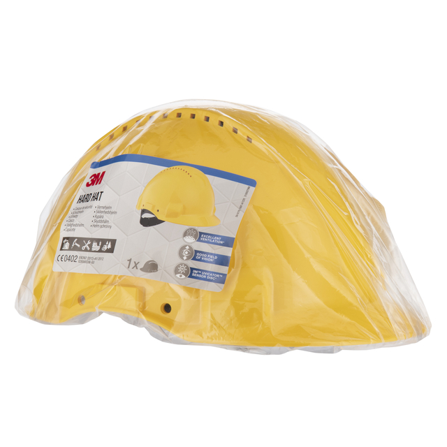 Veiligheidshelm 3M 53-62cm Uvicator en pinverstelling geel