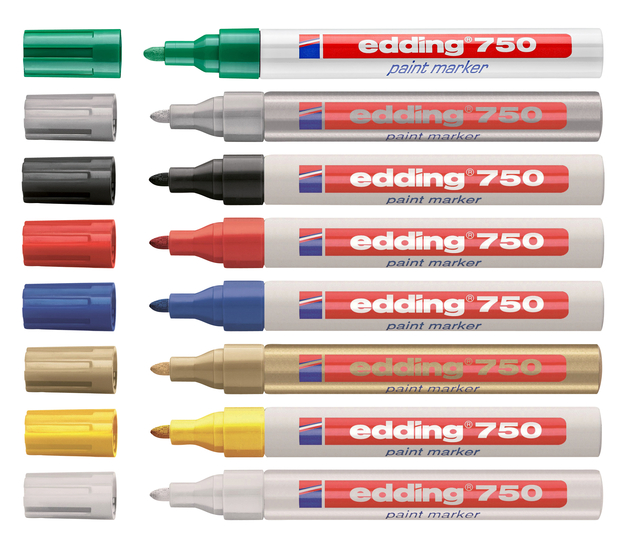 Paintmarker edding 750 op oliebasis 2-4mm wit blister à 1 stuk