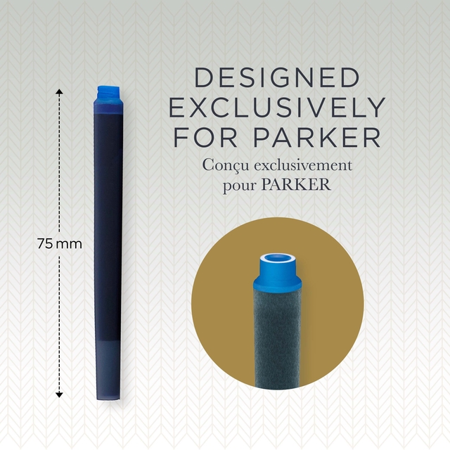 Inktpatroon Parker Quink uitwasbaar blauw blister à 5 stuks