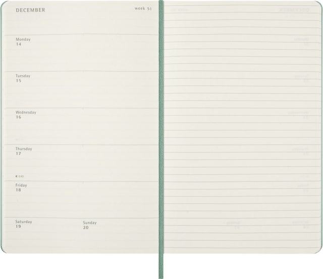 Agenda 2027 Moleskine 18M Planner Weekly 7dagen/1pagina large hc sage green