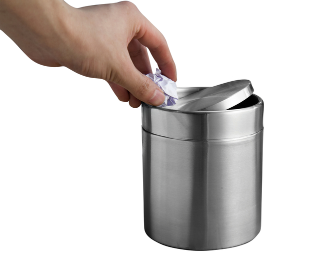 Afvalbak EKO Fandy tafelmodel met swingdeksel 1,5 liter rvs