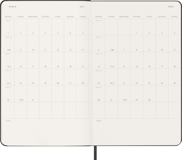 Agenda 2027 Moleskine 12M Planner Weekly 7dagen/2pagina's large hc black