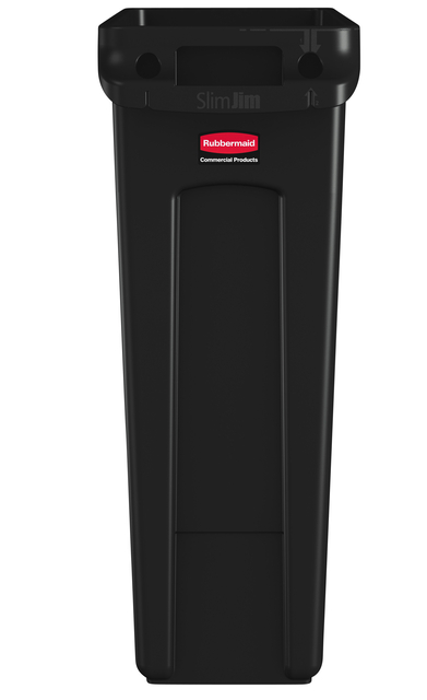 Afvalbak Rubbermaid Slim Jim Vented met luchtsleuven 60 liter zwart