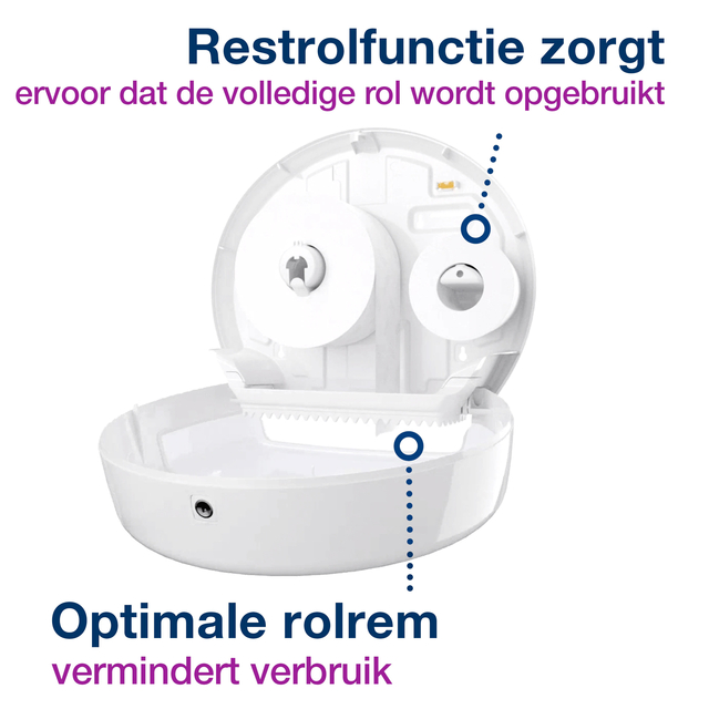 Toiletpapierdispenser Tork T2 Elevation jumbo klein wit 555000