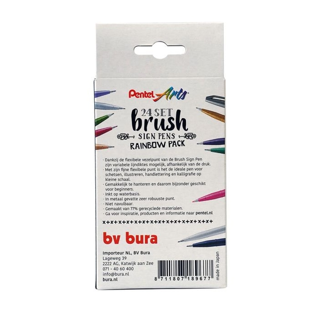 Brushpen Pentel Sign SES15C Rainbow assorti 24 stuks