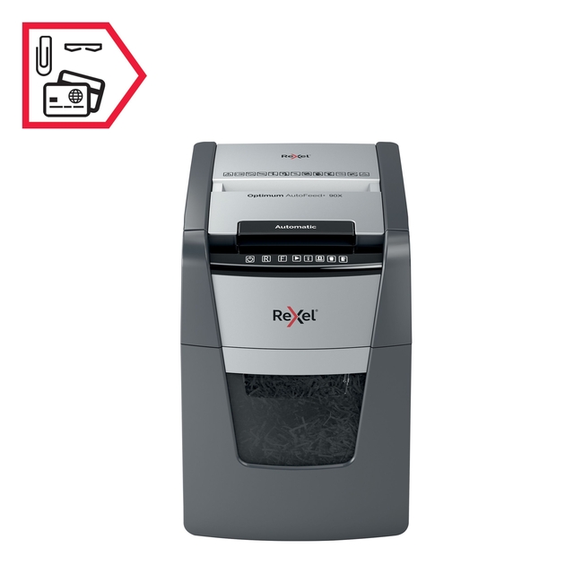 Papiervernietiger Rexel Optimum Auto+ 90X snippers 4x28mm