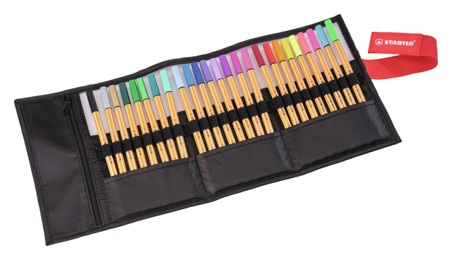 Fineliner STABILO point 88/25 Arty rollerset zwart fijn ass 25st