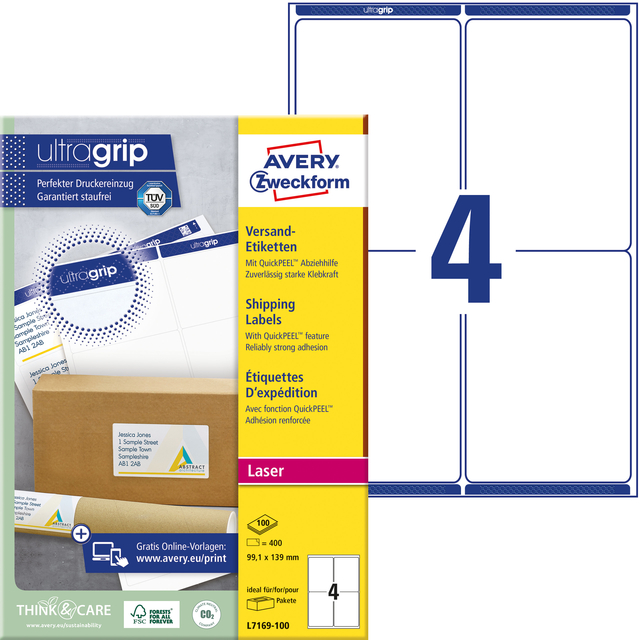 Etiket Avery L7169-100 99.1x139mm 400 stuks