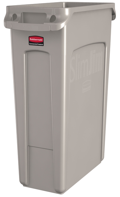 Afvalbak Rubbermaid Slim Jim Vented met luchtsleuven 87 liter beige