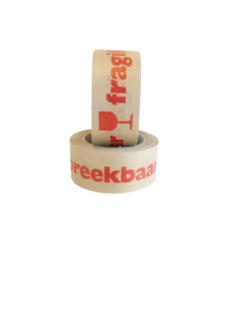 Waarschuwingstape IEZZY 50mmx50m 80% gerecycled papier bruin rood