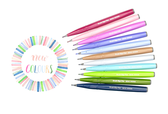 Brushpen Pentel Sign SES15C pastel assorti 12 stuks