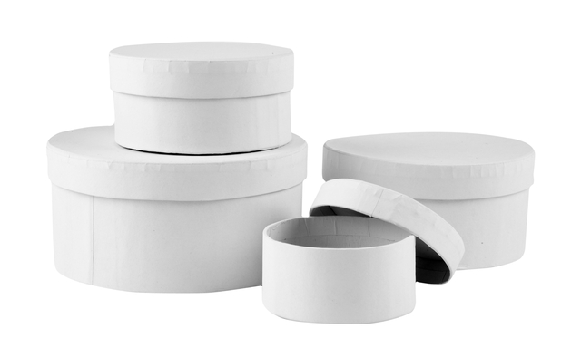 Doos Creativ Comp rond 4st Ø 8, 10, 12, 14cm, hoogte 4, 5, 6, 7cm wit