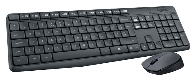 Toetsenbord- en muisset Logitech MK235 draadloos QWERTY zwart