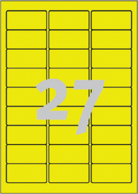 Etiket Avery L6004-25 63.5x29.6 neon geel 675 stuks
